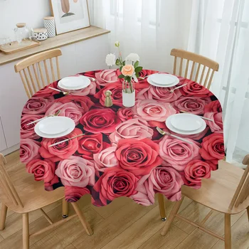 A valentin-Nap, Virág, Rózsa, Vízálló Terítő Asztal Dekoráció Esküvői Haza, Konyha, Étkező kerekasztal