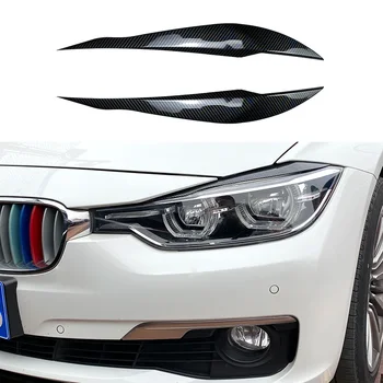2db Szénszálas Minta Első Fényszóró Szemöldök Dekorációs Matricák BMW 3-as Sorozat F30 F31 318i 320i 2012 2013 2014-2018