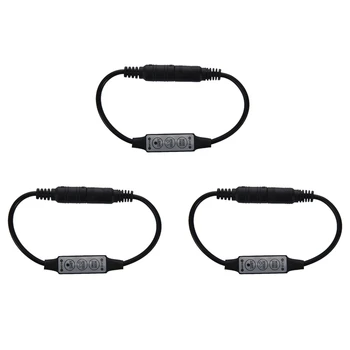 3X Alacsony Profilú Inline Vezérlő Mini 3 Kulcs Dimmer Kapcsoló LED Szalag Lámpa Fekete