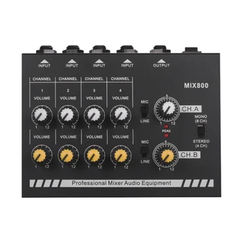 Mix800 hangmérnök Ultra-Kompakt 8 Csatornás Mono Sztereó Audio Hang a Vonal Mixer 1/4