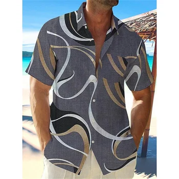 2023 férfi sort, póló 3D nyomtatás férfi Hawaii inget strand 5XL rövid ujjú divat, ing, póló, férfi ing, nyári camisa