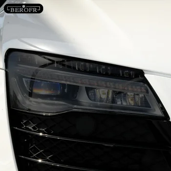 2 Db Audi R8 42 4S 2006-Jelen Autó Fényszóró Árnyalat Fekete fóliát Védelem Átlátszó TPU Matrica Tartozékok