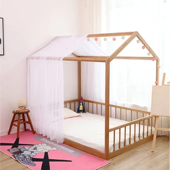 Tömör fa gyerek ágy felett kreatív emeleti gyerekszoba ágy fa ház