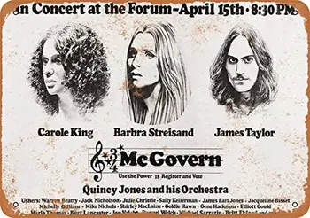 Fém Vintage Adóazonosító Jel 1972 McGovern Rock Koncert Híres Liberálisok-Fém Adóazonosító Jel, Otthon, Konyha Falán Retro Plakát Plakett Freskó