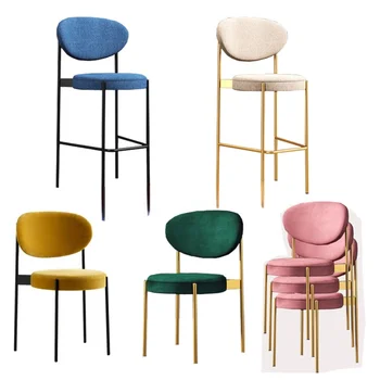 Silla de comedor con respaldo nórdico, sillón de kávézó minimalista, moderno y creativo, de ante, para restauranteCD