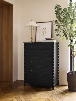 Amerikai stílusú klasszicista tároló szekrény, hálószoba fiókos szekrény, nappali fali tároló szekrény fekete
