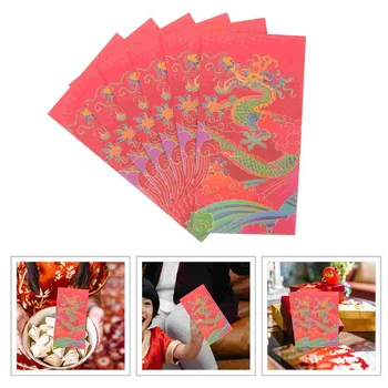 6 Db Piros Boríték Kínai Személyiség 2024 Szerencse, Pénz, Táska Év a Sárkány Von Papír Tavaszi Fesztivál