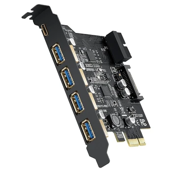 PCI-E, Hogy USB 3.0-Kártya Típus (4) C Típus (1) 5 X USB 3.0 Port, USB 3.1 Gen1 PCI Express Kártya Sávszélesség Akár 5 gb / s