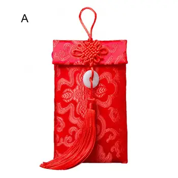 Vörös Gyönyörű Kínai Csomót Boríték Ajándék Táska Virágos Pénz Zsebében, Magas minőségű Esküvői Tassel Táskák