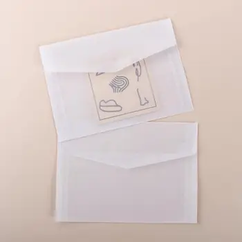 Kénsav Papír Képeslap Kártya Esküvői Meghívó Írószer DIY Kártya Csomagoló Papír Borítékok Félig átlátszó