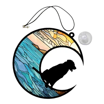 Pet-Emléktábla Az Ajándék Otthoni Ellátás Ablak Dekoráció Kutya a Holdat Dísz, Akril a Kínálat Lógó Medál Szép