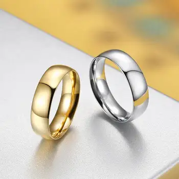 Divat Titán-Acél Gyűrű Pár Gyűrű, Fényes Ékszer Luxus Arany Eljegyzési Gyűrűt Évforduló Ajándék Férfiak, mind a Nők Gyűrű