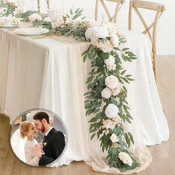Esküvői Mesterséges Eukaliptusz Garland Virág, Koszorú Asztali Futó Dekoráció Esküvői Haza Arch Virágok Decor Vacsorára Leánybúcsú