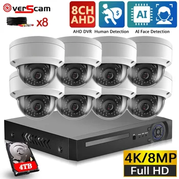 CCTV DVR Otthoni Biztonsági Kamera Rendszer 4K-s 8 Csatornás DVR Kit arcfelismerés AHD Dome Kamera, Videó Megfigyelő Riasztó Készlet 8CH