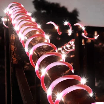 Napelemes LED Kerti Cső String Fények, Karácsonyi Dekoráció Candy Pink String Lámpa Holiday Party Új Év Kert Dekoráció 7/12/22M