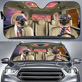 Vicces Sziámi macska család vezetés amerikai autó szélvédő napernyő, autós napellenző a nap uv-védelem, az autó elülső ablak napellenzők