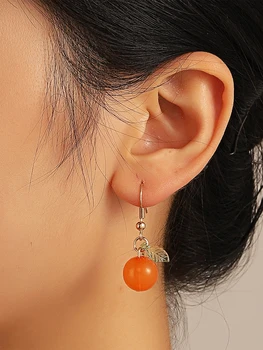 Kreatív Narancssárga gyümölcs fülbevalók divat niche design kumquat fülbevaló édes női fülbevaló