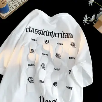 Amerikai nyári egyszerű Nyomtatás póló Divat Laza Y2K a Férfiak, mind a Nők Utca Harajuku Hip-Hop Retro Túlméretezett póló felső