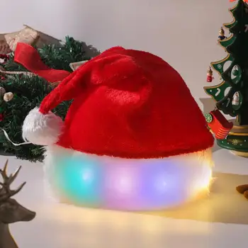 Télapó Sapka Karácsonyi LED Fehér Plüss Dekoráció Aranyos Mikulás, Karácsony, Téli Ajándék Gyerekeknek, Felnőtteknek Plüss Télapó Sapka