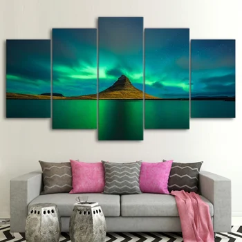 5 Db Izland Aurora Festmények Moduláris HD Nyomatok Vulkán Poszter Vászon Wall Art Képek lakberendezés Nappali