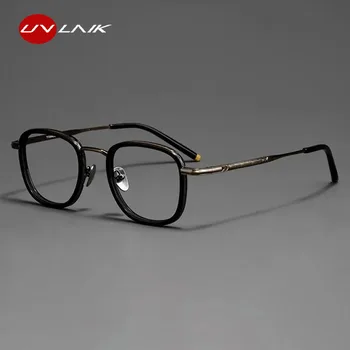 UVLAIK Rövidlátás Optikai Szemüveg Keret, a Férfiak Retro Faragott Nagy Szemüveg Keret Anti Kék Fény Szemüveg Japán Kézzel készített