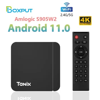 BOXPUT Tanix W2 Smart TV Box Android 11 Amlogic S905W2 2 gb-ig 16 gb-os Támogatás H. 265 AV1 Kettős Wifi HDR 10+ Media Player Set Top Box