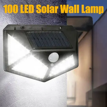 100 LED-es Napelemes Fali Lámpák, Kültéri Lámpa, PIR Mozgásérzékelő Powered Napfény Utca Kert