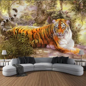 Dzsungel Tigris Állat Print Gobelin Hálószoba Art Dekoráció Álom Erdei Vadon Élő Állatok Falra Fantasy Hippi Haza Fal Takaró
