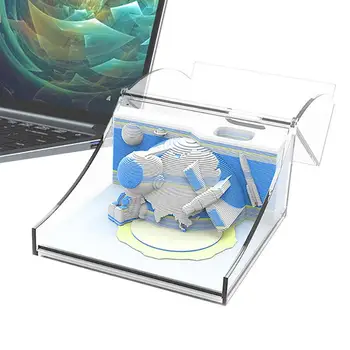 3D Művészeti Naptár Memo Pad 2024 Kreatív Darab Naptári Tér Téma 3D Jegyzettömb Nappali Asztal Memo Pad Ajándék 3D-s Művészet Memo Pad