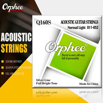 Orphee Q160S Akusztikus Húrok, Közepes Széntartalmú Acél Hatszögletű Core Ezüst Bevonatú Kanyargós Népi Gitár Alkatrészek & Kiegészítők