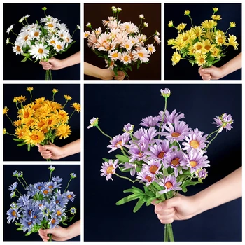 Duotou Vad Krizantém Szimulált Virág Otthoni Dekoráció Esküvő Fesztivál Esküvő Mesterséges Virág WholesaleMW66785
