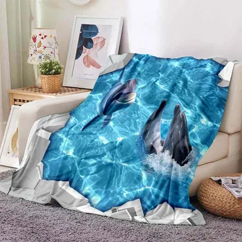 3D-s Víz alatti Világ, a takaró az ágy,Flanel vékony takarót a nyár, Anti-Pelyhesedő hűtő takaró,Hordozható piknik takaró